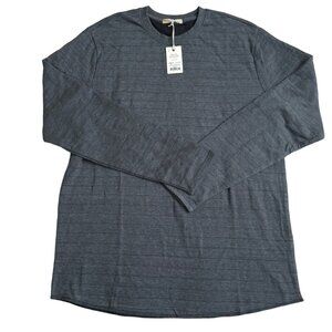 Marine Layer  DK LS crew tee charcoal heather/ black stripe sz medium new